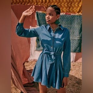 NWT Sezane Sol Denim Shirt Dress